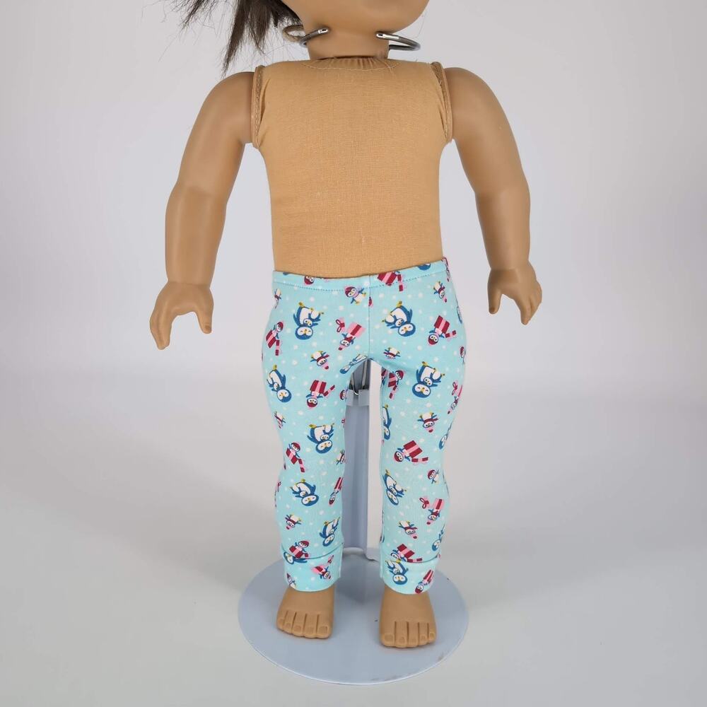 American Girl Blue Holiday Penguin 2016 Retired Pajama Bottoms for 18" Dolls EUC